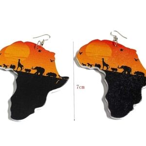 Sunset Safari Africa Map Earrings